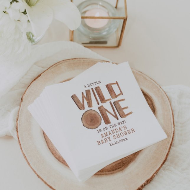 Serviette En Papier Aquarelle Bois rustique sauvage Un Baby shower (Créateur téléchargé)