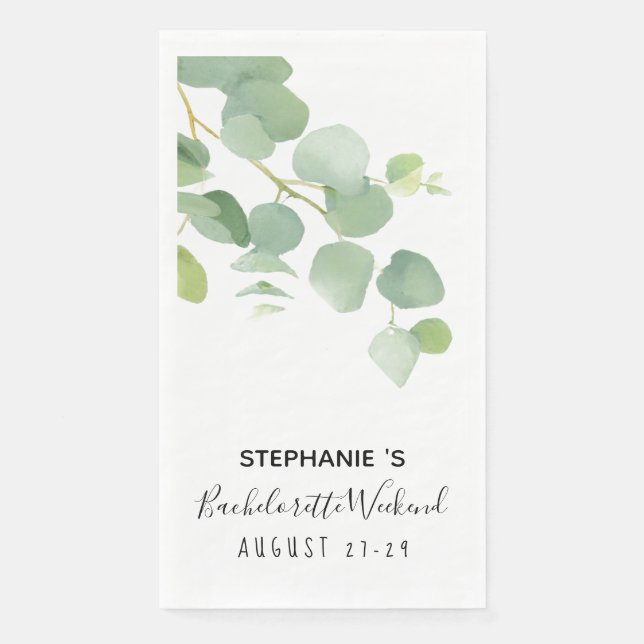 Serviette En Papier Aquarelle botanique Eucalyptus Bachelorette (Devant)