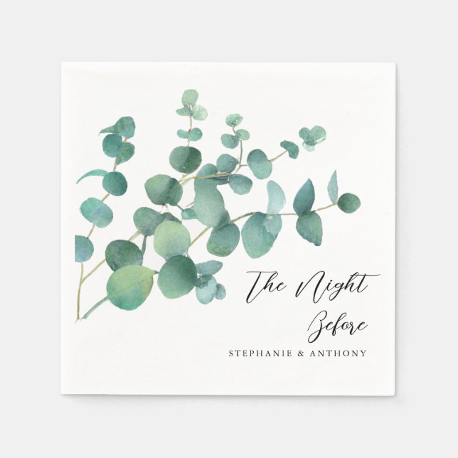 Serviette En Papier Aquarelle Botanique Eucalyptus La Nuit Avant (Devant)