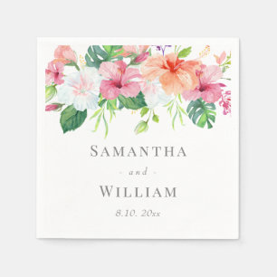 Serviette En Papier Aquarelle botanique tropicale Mariage floral