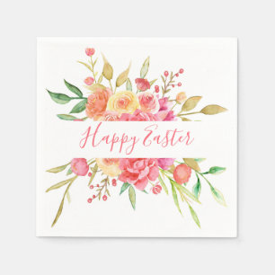 Serviette En Papier Aquarelle Bouquet Pâques