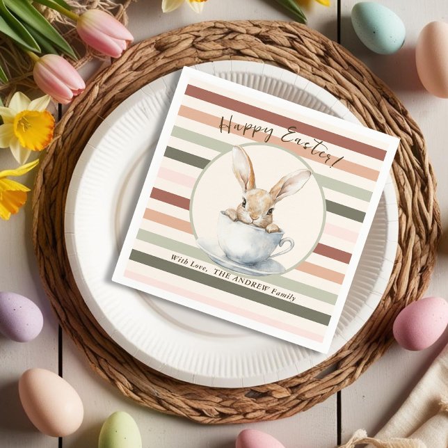 Serviette En Papier Aquarelle Bunny Custom Printemps Pâques (Watercolor Bunny Custom Spring Easter Napkins
)