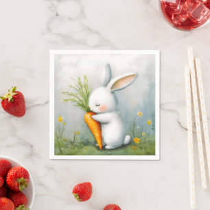 Serviette En Papier Aquarelle Bunny Happy Harvest