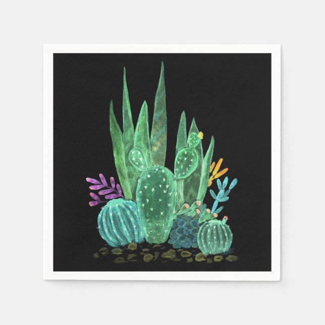 Serviette En Papier Aquarelle, cactus (Devant)