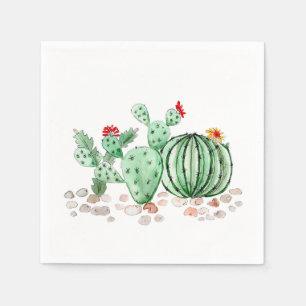 Serviette En Papier aquarelle, cactus