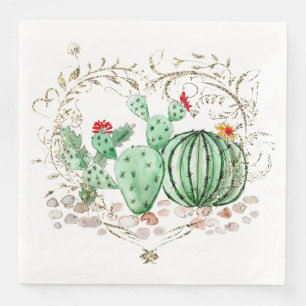 Serviette En Papier aquarelle, cactus