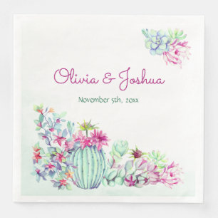 Serviette En Papier Aquarelle Cactus & Succulents Mariages serviettes