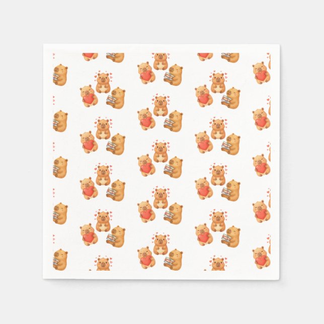 Serviette En Papier Aquarelle Capy Capybara Mignon (Devant)