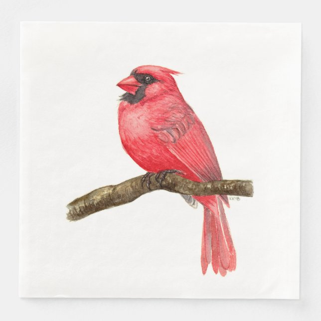 Serviette En Papier Aquarelle cardinale (Devant)