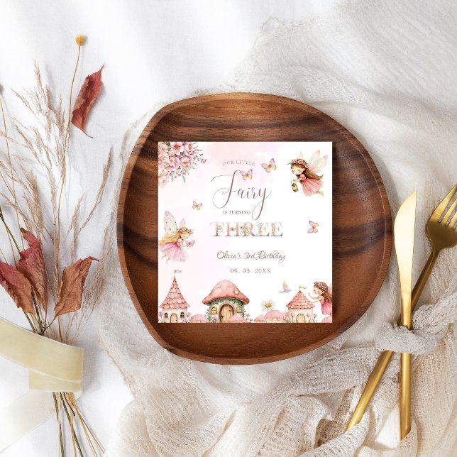 Serviette En Papier Aquarelle Champignons Fée 3ème forêt d'anniversair (Créateur téléchargé)