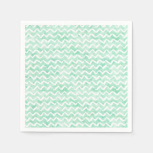 Serviette En Papier Aquarelle Chic Mint Chevron Stripes