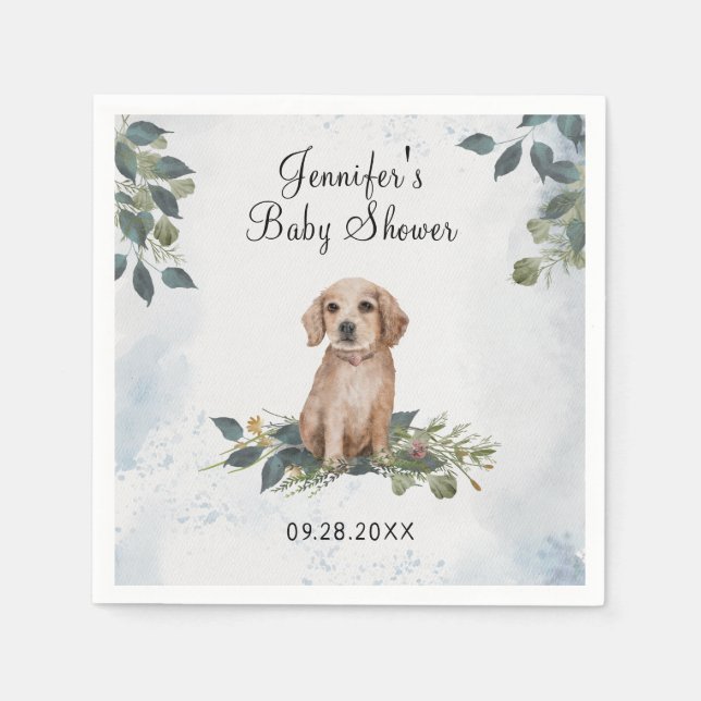 Serviette En Papier Aquarelle Chien Chien Baby shower (Devant)