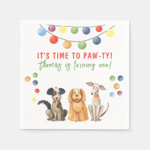 Serviette En Papier Aquarelle Chien premier anniversaire Paw ty