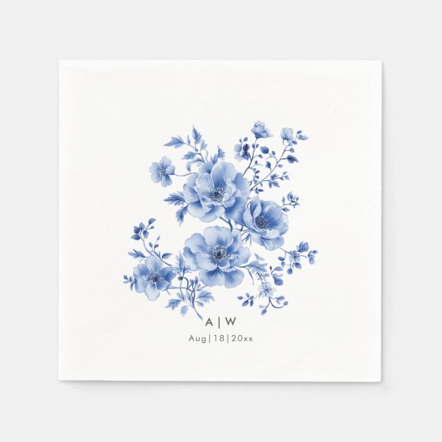 Serviette En Papier Aquarelle Chinoiserie florale (Devant)