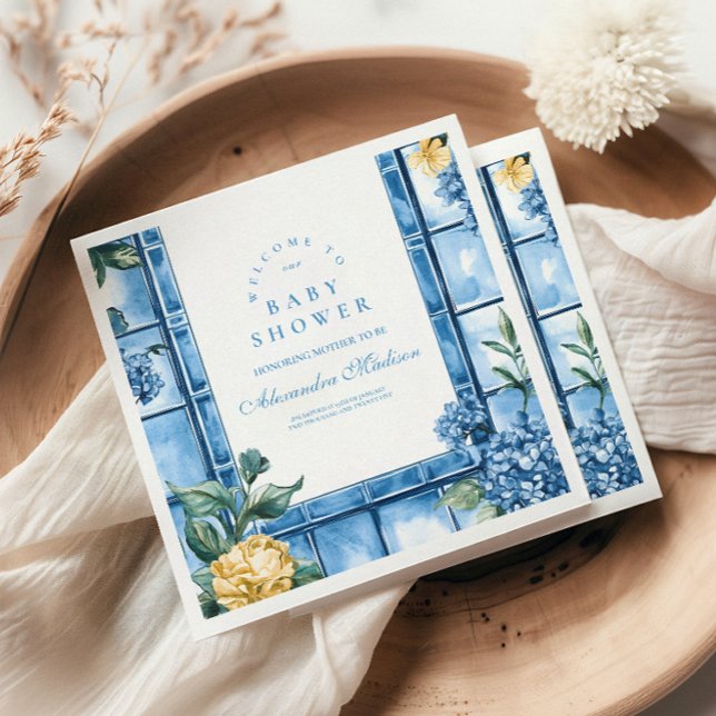 Serviette En Papier Aquarelle Ciao, Bébé Baby shower italien (Créateur téléchargé)