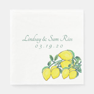 Serviette En Papier Aquarelle Citron Bouquet Citron Jaune Mariage