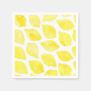 Serviette En Papier Aquarelle Citron jaune blanc Motif d'été