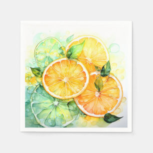 Serviette En Papier Aquarelle Citron Orange Citron Vert Botanique Cuis