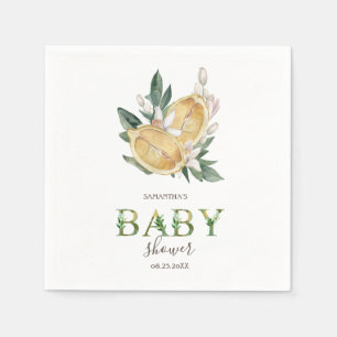 Serviette En Papier Aquarelle Citrons Baby Shower Botanique
