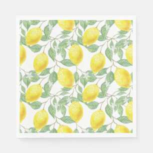 Serviette En Papier Aquarelle Citrons Citrus Fruit Vert