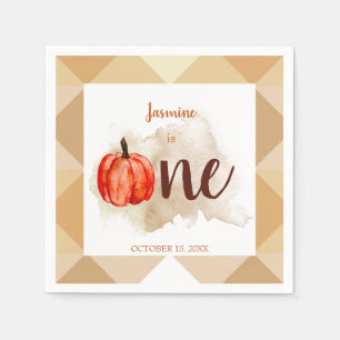 Serviette En Papier aquarelle citrouille premier anniversaire orange a
