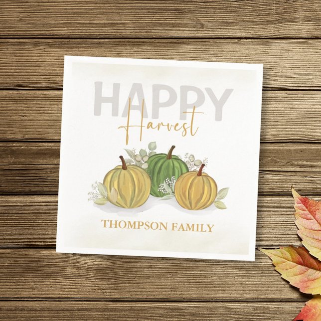 Serviette En Papier Aquarelle Citrouille simple Gourd Happy Harvest (Créateur téléchargé)