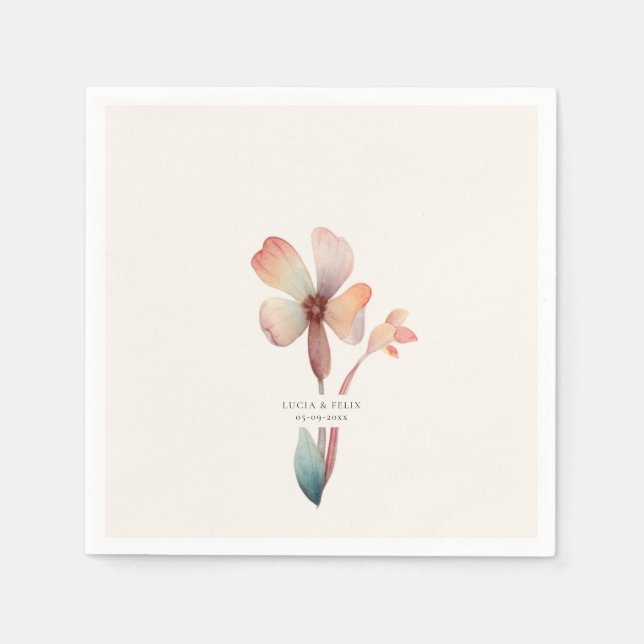 Serviette En Papier Aquarelle classique bleu Feuille papier floral Nap (Devant)