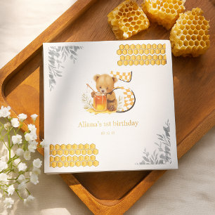Serviette En Papier Aquarelle classique Ours Miel Cinquième anniversai
