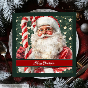 Serviette En Papier Aquarelle classique Santa Claus Holiday Napkins