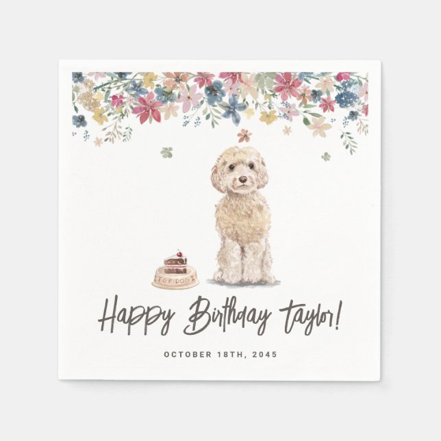 Serviette En Papier Aquarelle Cockapoo Chien Merci de fête d'anniversa (Devant)