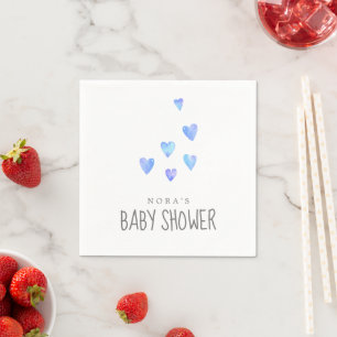 Serviette En Papier Aquarelle Coeurs Baby shower garçon serviettes