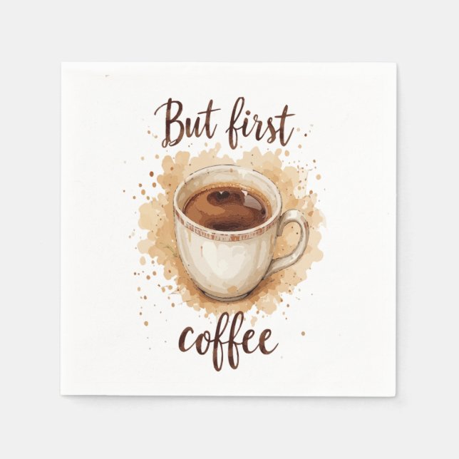 Serviette En Papier Aquarelle Coffee Cup Art Imprimer - Mais Premier C (Devant)