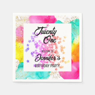 Serviette En Papier Aquarelle colorée à éclaboussures Anniversaire