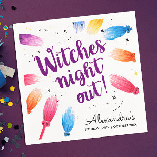 Serviette En Papier Aquarelle colorée enchanteresse sorcière