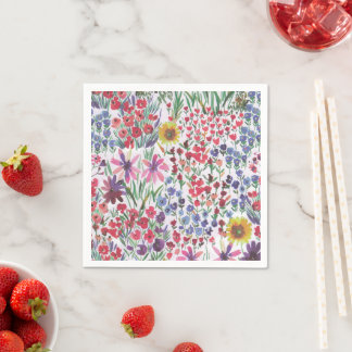 Serviette En Papier Aquarelle colorée Jardin botanique floral