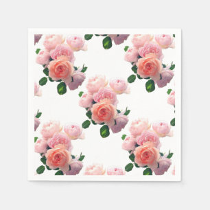 Serviette En Papier Aquarelle colorée moderne rose Roses Modèle