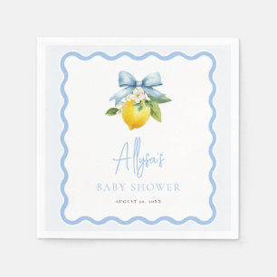 Serviette En Papier Aquarelle Coquette Citron Baby shower italien Wavy