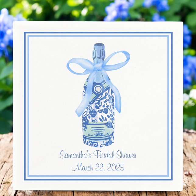 Serviette En Papier Aquarelle Coquette Fête des mariées bouteille de c (Créateur téléchargé)