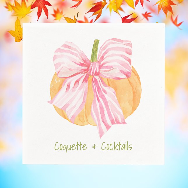 Serviette En Papier Aquarelle Coquette Grand Citrouille millénaire Bow (Créateur téléchargé)