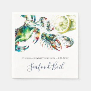 Serviette En Papier Aquarelle côtière Fruits de mer Personnalisés