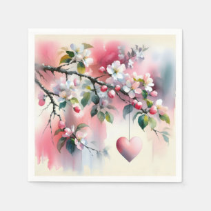 Serviette En Papier Aquarelle Crabapper Arbre Avec Coeur