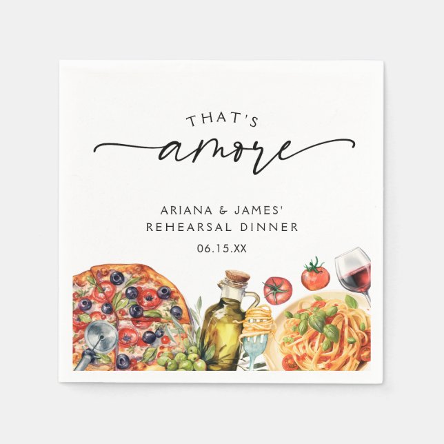 Serviette En Papier Aquarelle cuisine italienne qui est plus (Devant)