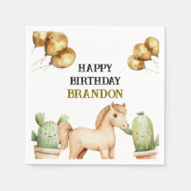 Aquarelle Cute Cowboy 1er Rodéo Anniversaire