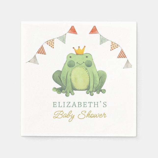 Serviette En Papier Aquarelle Cute Frog Baby shower (Devant)