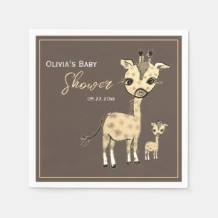 Serviette En Papier Aquarelle Cute Giraffe Rustique