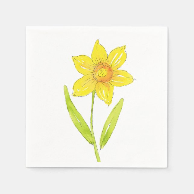 Serviette En Papier Aquarelle Daffodique 2 (Devant)