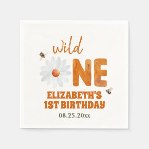 Serviette En Papier Aquarelle Daisy Wild One 1st Birthday Girl