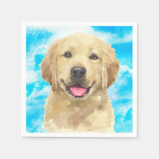 Serviette En Papier Aquarelle d'animal animal de chien Golden Retrieve