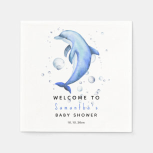 Serviette En Papier Aquarelle dauphin BIENVENUE À la baby shower