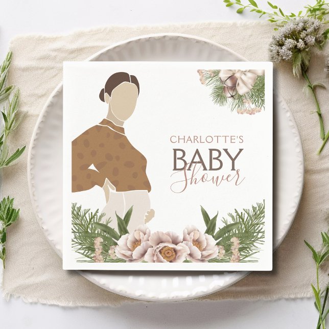 Serviette En Papier Aquarelle de Baby shower rose pâle Floral (Créateur téléchargé)